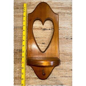1980s Wooden Heart Shelf with Peg Fabric/Quilt Display Back 15 x 6